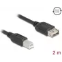 USB 2.0 laidas DELOCK 81531 — 2 m, USB B į USB A, juodas, paauksuoti kontaktai