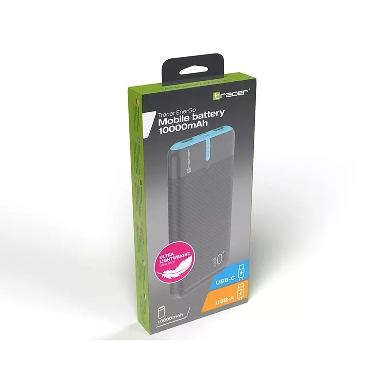 PowerBank EnerGo 10000mAh pilkai mėlyna