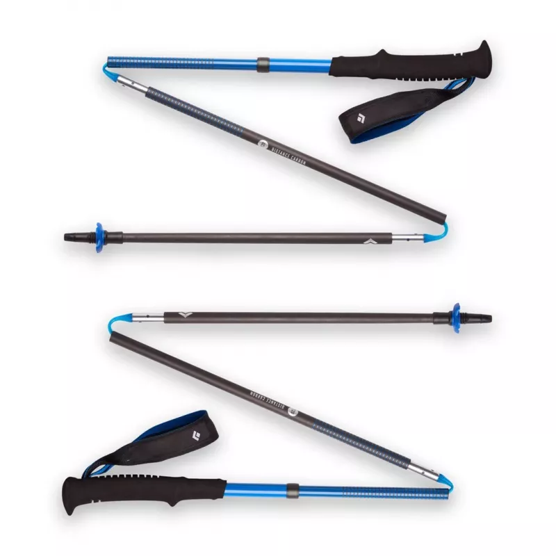 Trekking lazdos Juoda Diamond Distance Carbon Z, sulankstomas anglies pluošto kotas, 120 cm, 280 g, 3 segmentų