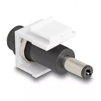 DeLOCK Keystone modulis DC 5.5 x 2.1 mm (moteriška) → DC 5.5 x 2.5 mm (vyriška), balta