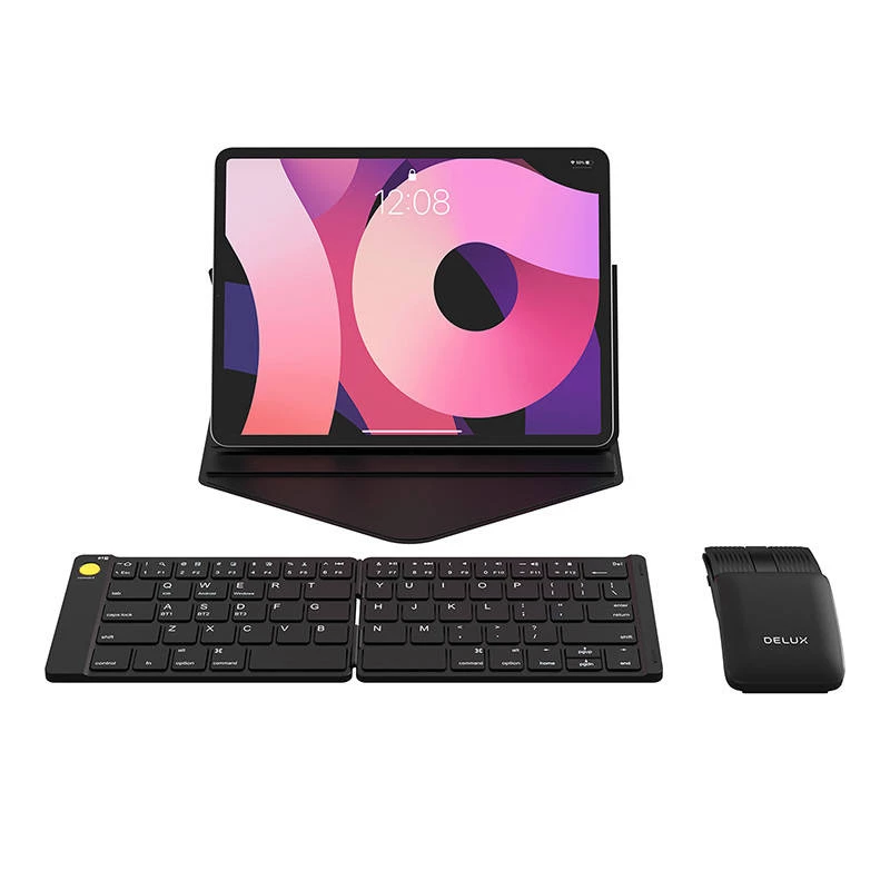 Delux KF10 sulankstoma belaidė klaviatūra ir MF10PR (QWERTY) pelės rinkinys