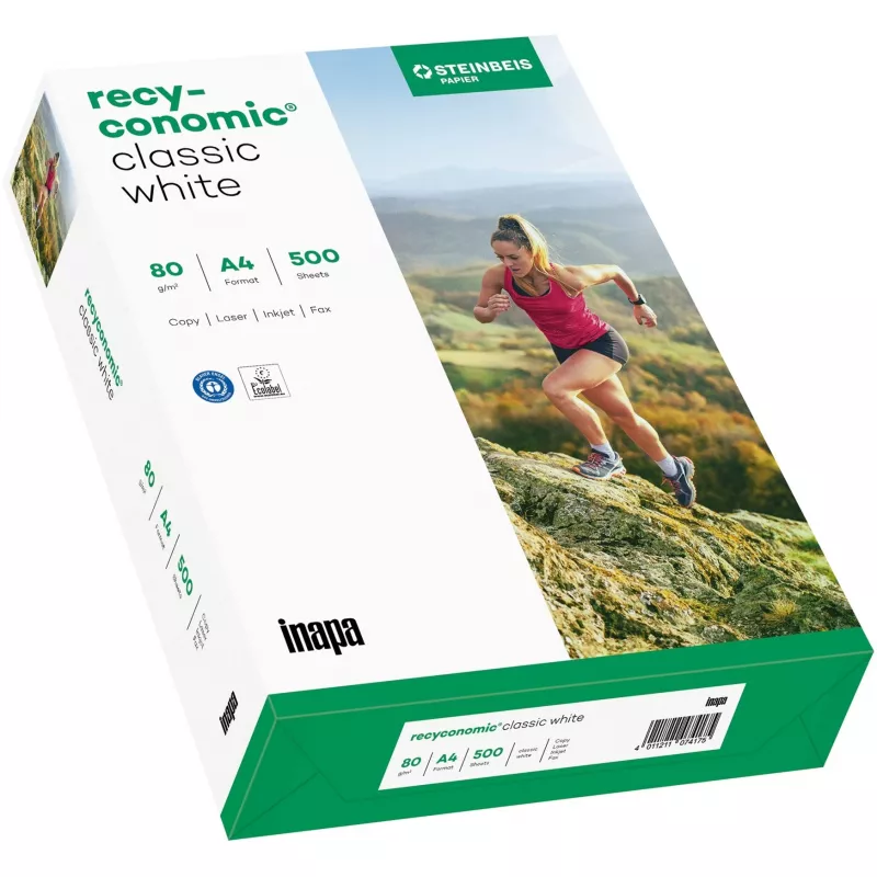 Recyconomic Classic baltas A4, popierius DIN A4 (500 lapų), 80 g/m²