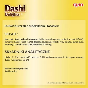 INABA Dashi Delights vištienos, tuno ir lašišos sultinys - skanėstas katei - 70g