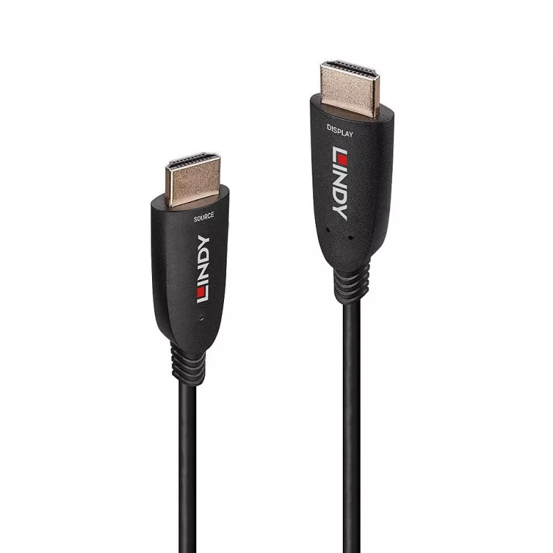 Lindy 10 m šviesolaidinis hibridinis HDMI 8K60 laidas, 10 m, HDMI A tipo (standartinis), HDMI A tipo (standartinis), 48 Gbit/s, juodas