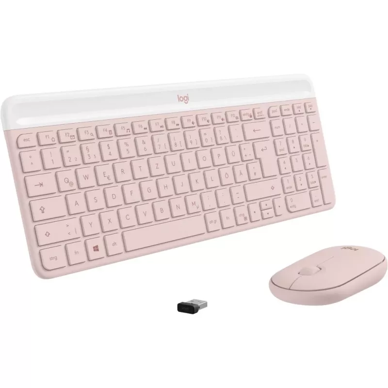 Logitech Slim Wireless Combo MK470 - Klaviatūros ir pelės rinkinys - Belaidis - 2,4 GHz - QWERTY - rožinis (920-011314)