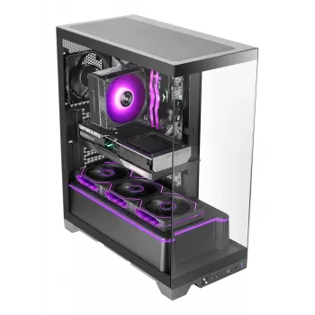 TACENS Mars Gaming MCPRISMA Midi Tower kompiuterio korpusas, juodas, grūdintas stiklas, palaiko ATX/Micro-ATX/Mini-ITX, 2x3,5 colių + 2x2,5 colių lizdai