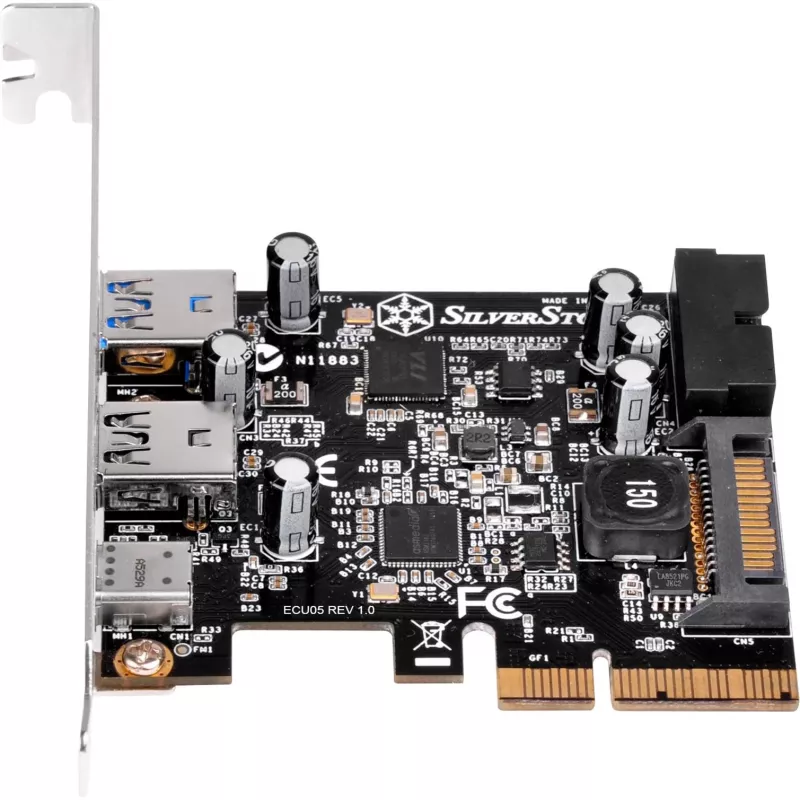 SilverStone ECU05 - USB adapteris - PCIe 2,0 x2 Low Profile - USB 3,1 Type C x 1 + USB3.0 x 2 + USB3.0 (vidinis) x 2 (SST-ECU05)