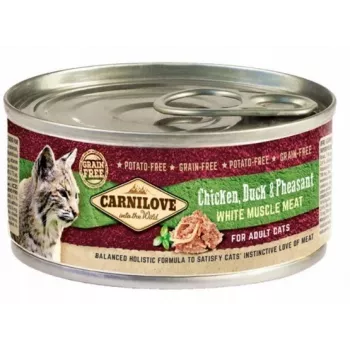 Šlapias kačių ėdalas CARNILOVE Chicken Duck Pheasant 100 g — be grūdų, be glitimo, suaugusioms katėms, esant maisto alergijai