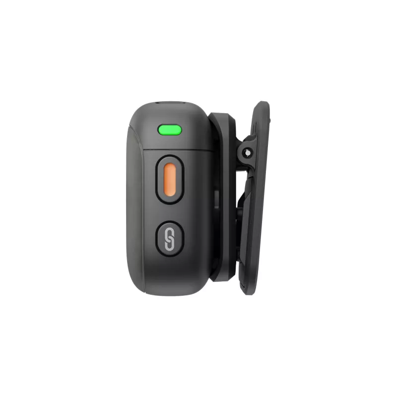 Belaidis prie kūno segamas siųstuvas DJI MIC 3 — kompaktiškas nešiojamas mikrofonas-siųstuvas, juoda/pilka