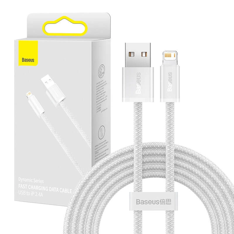 Baseus Dynamic laidas USB į Lightning, 2,4 A, 2 m (baltas)