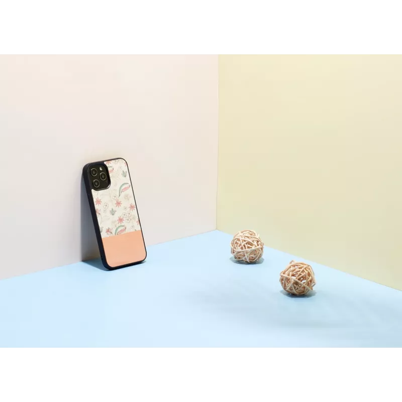 man and wood apsauginis telefono dėklas, skirtas iPhone 12 Pro Max — rožinė gėlė juodame fone