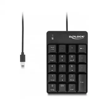 Skaitmeninė klaviatūra DeLOCK 12108 USB juoda 19 klavišų 1,6 m laidas
