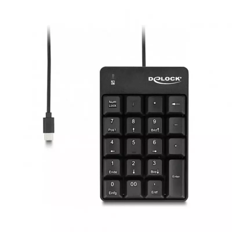 Skaitmeninė klaviatūra DeLOCK 12108 USB juoda 19 klavišų 1,6 m laidas