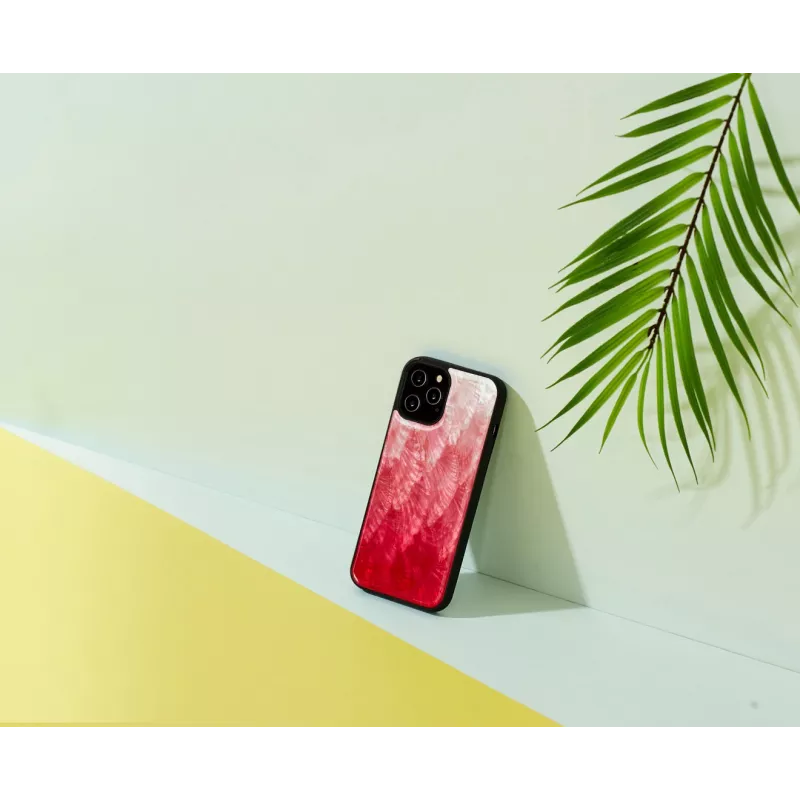 Apsauginis telefono dėklas iKins, skirtas Apple iPhone 12 / 12 Pro, rožinės ežero spalvos su juodu apvadu