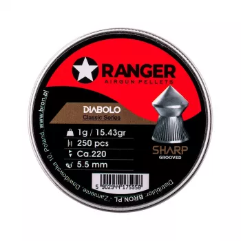 5,5 mm RANGER Diabolo Professional aštriais grioveliais antgalis 250 granulių