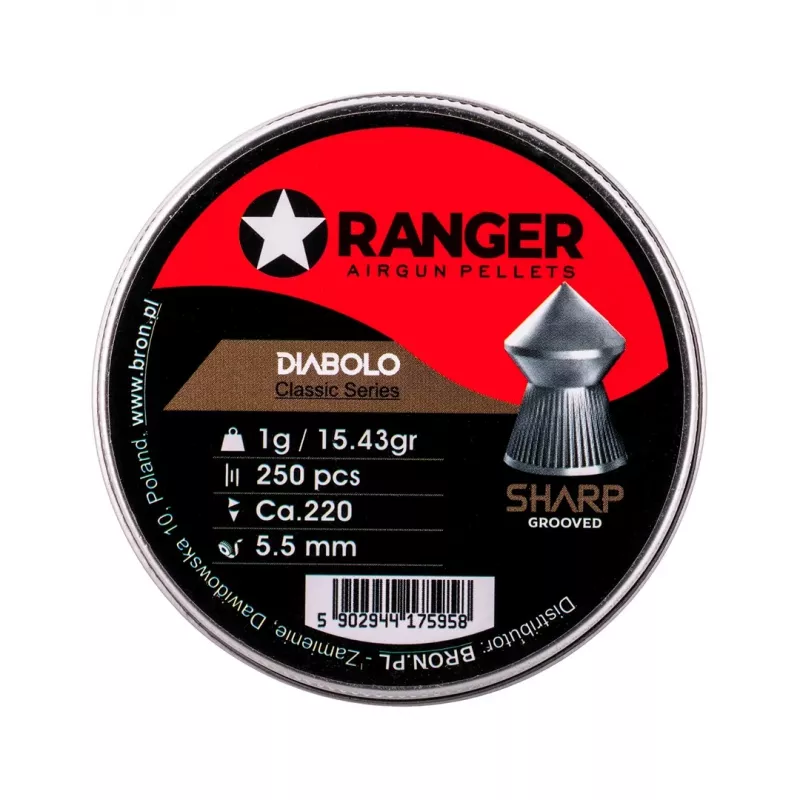 5,5 mm RANGER Diabolo Professional aštriais grioveliais antgalis 250 granulių