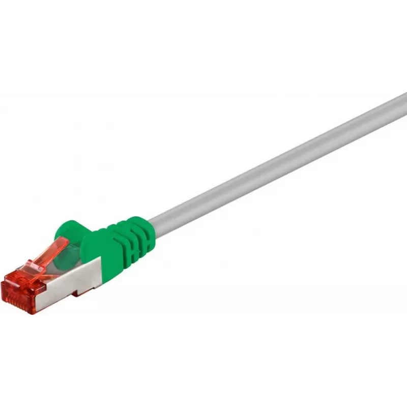 Wentronic goobay - kryžminis kabelis - RJ-45 (V) į RJ-45 (V) - 7,5 m - SFTP, PiMF - CAT 6 - lietas, neužsikabinantis - pilka, žalia (33280)