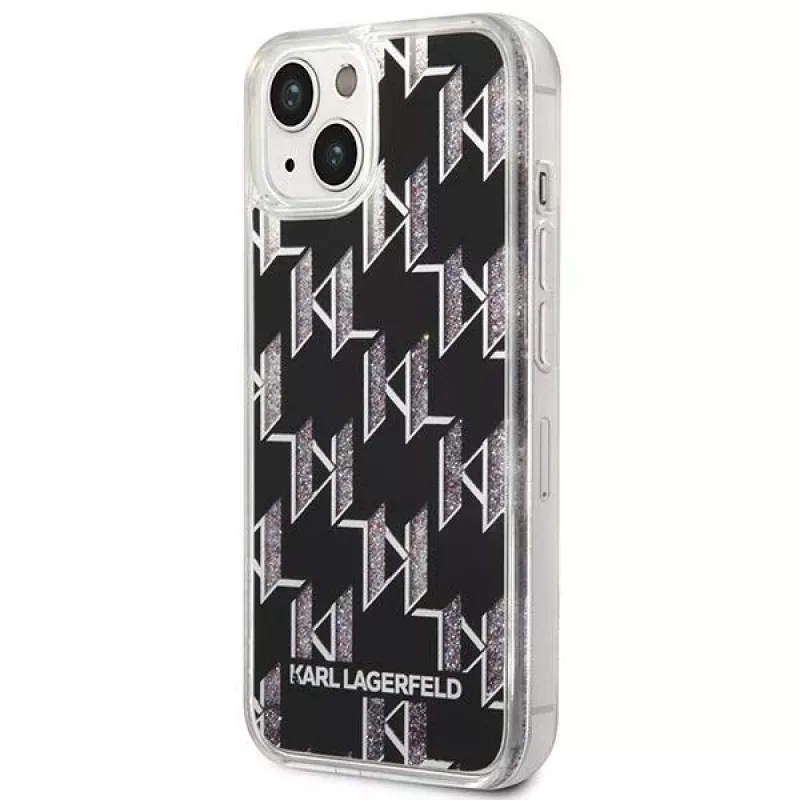 Karl Lagerfeld KLHCP14MLMNMK iPhone 14 Plus 6.7 kietas dėklas juodas / juodas Liquid Glitter Monogram