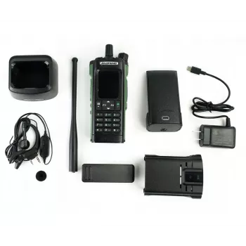 Nešiojamas radijas Baofeng DM-32E — VHF 144–146 MHz, UHF 430–440 MHz, ORO JUOSTOS PRIĖMIMAS 108–136 MHz, 2200 mAh, DMR/FM, GPS+APRS