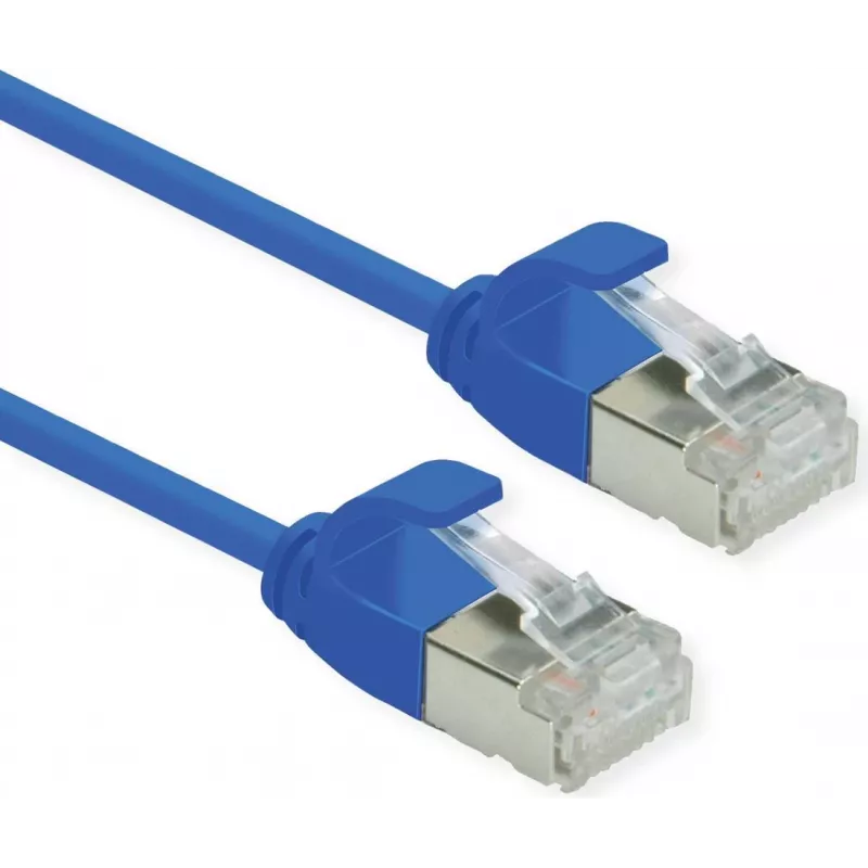 ROLINE U/FTP DataCenter komutacinis kabelis Cat.6A (EA klasė), LSOH, plonas, mėlynas, 1 m (21.15.3343)