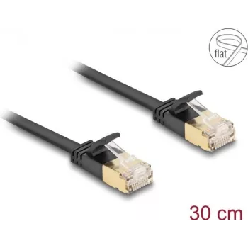 Tinklo kabelis DeLOCK RJ45 Cat.6A kištukas-kištukas U/FTP 0,3 m juodas