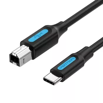 USB-C į USB 2.0 Type B kabelis Vention CQUBH — 2 m, juodas, 480 Mbps, 2 A