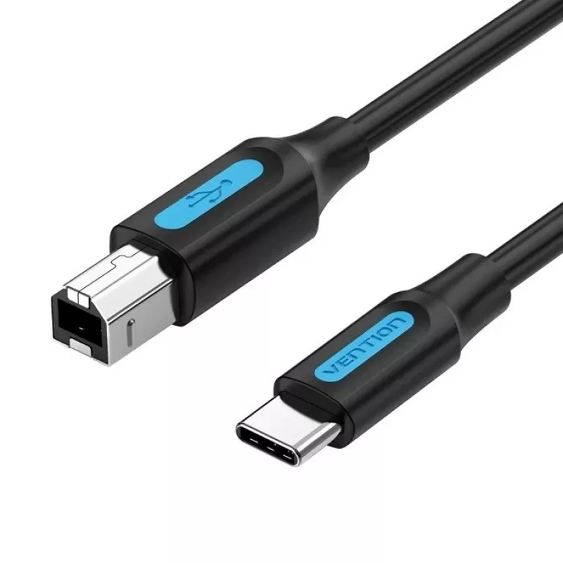 USB-C į USB 2.0 Type B kabelis Vention CQUBH — 2 m, juodas, 480 Mbps, 2 A