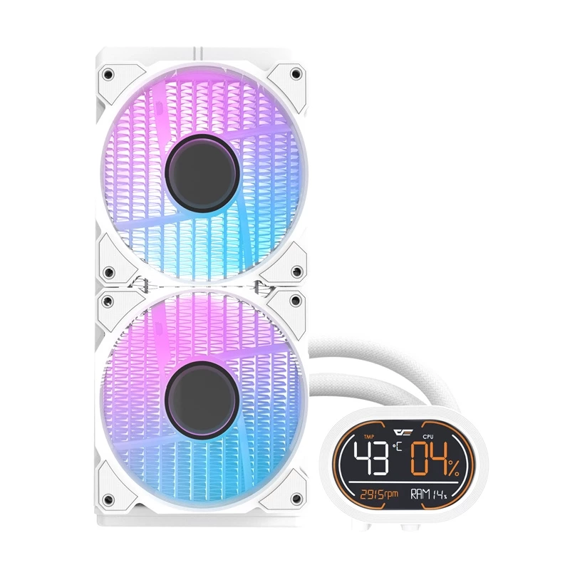 CPU vandens aušintuvas Darkflash DH240D baltas 240 mm radiatorius RGB
