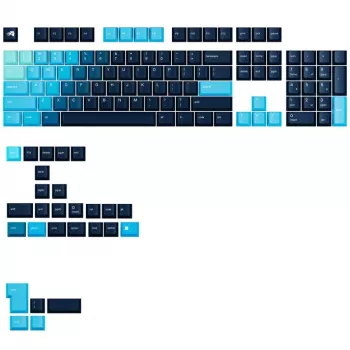 Keycaps GLORIOUS GPBT Gradient Celestial Ice — ANSI išdėstymas, PBT dažais įsotintų klavišų rinkinys