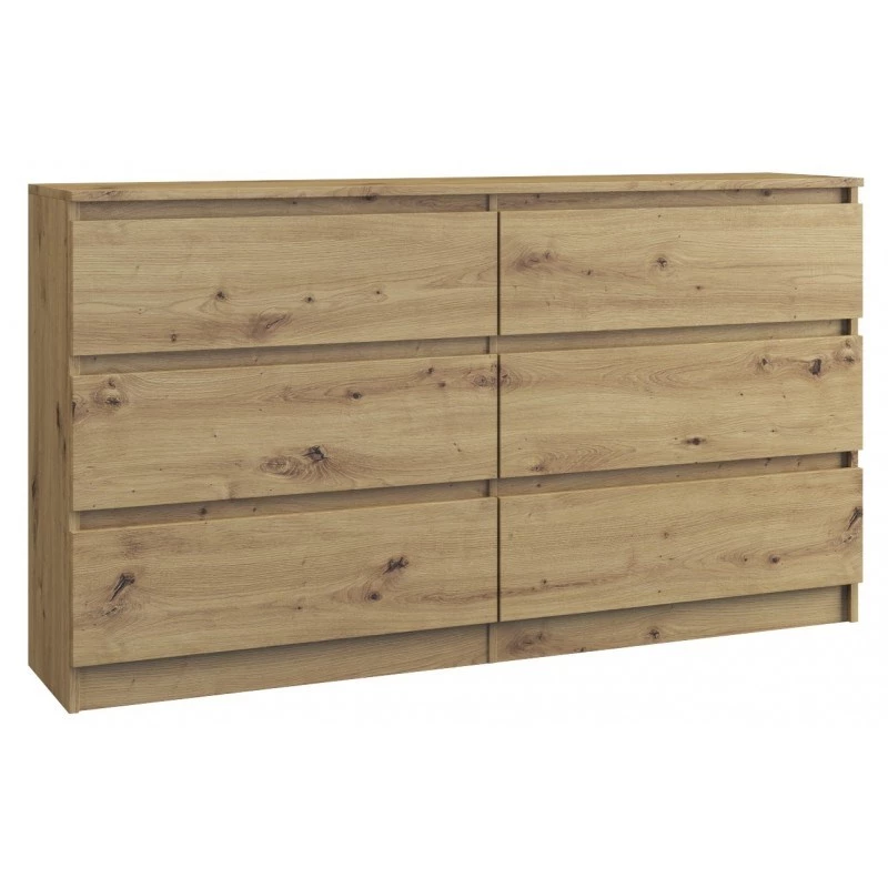 Komoda Topeshop M6 140 ARTISAN ąžuolas 6 stalčiai