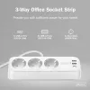 Maitinimo šakotuvas DIGITUS 3 lizdų su 2×USB-A ir 1×USB-C, 3 kintamosios srovės lizdai E/F tipo, 1,5 m laidas, baltas