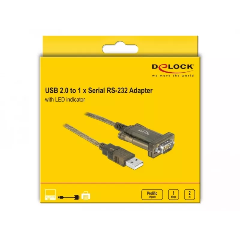 Nuoseklioji jungtis DeLOCK 64073 USB Type-A DB-9 permatoma 2 m