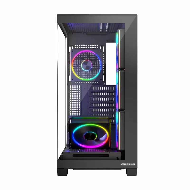 PC korpusas MODECOM Volcano Stellar 5F ATX Midi Tower, grūdintas stiklas, 5 iš anksto sumontuoti ventiliatoriai, USB‑C, palaiko microATX/ATX, maks. GPU 420 mm, CPU aušintuvo aukštis 175 mm
