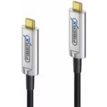 Tinklo kabelis FiberX FX-I600-005 USB C USB 3.2 Gen 1 5 m Juoda Sidabrinė