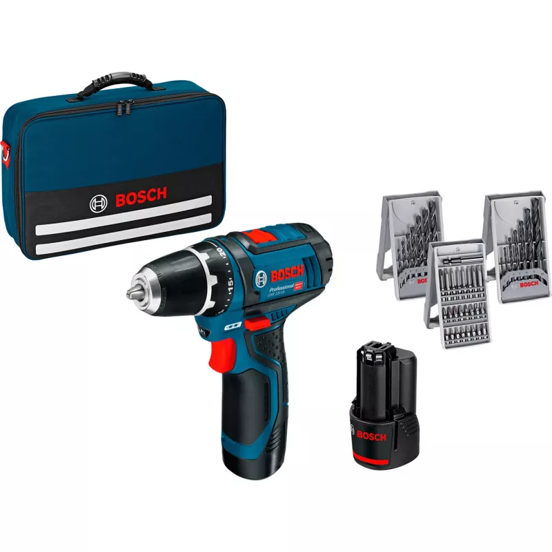 Bosch GSR 12V-15 Professional 1300 RPM 600 g Juoda, Mėlyna