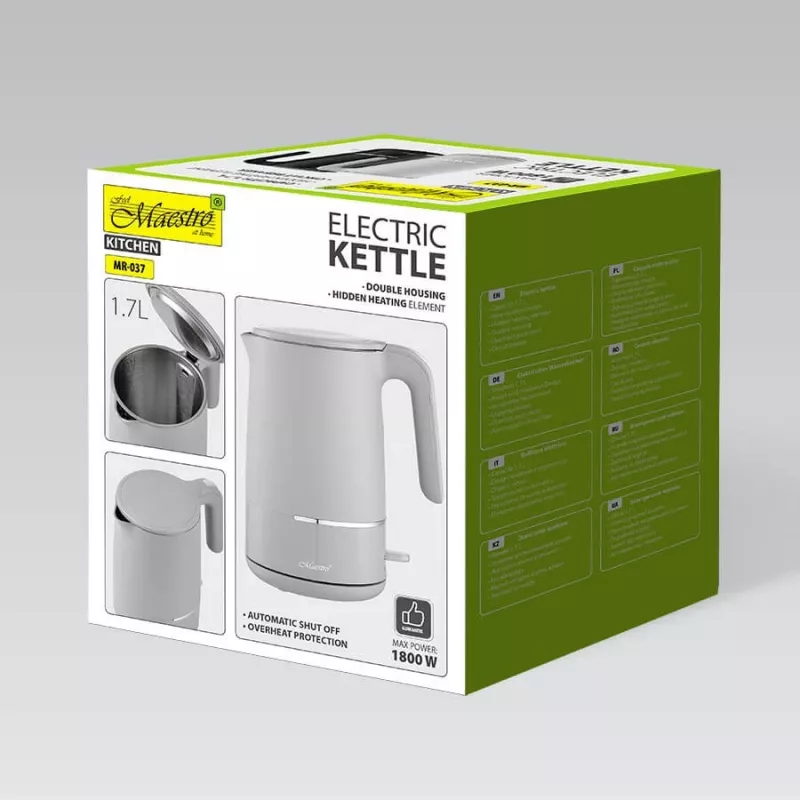 Maestro MR-037 elektrinis virdulys 1,7 L 1800 W (MR-037-Pilka) Pilkas