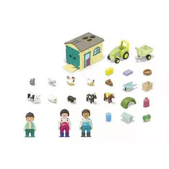 Rinkinys su figūrėlėmis „Farm Adventure“ su traktoriumi, priekaba ir gyvūnais
