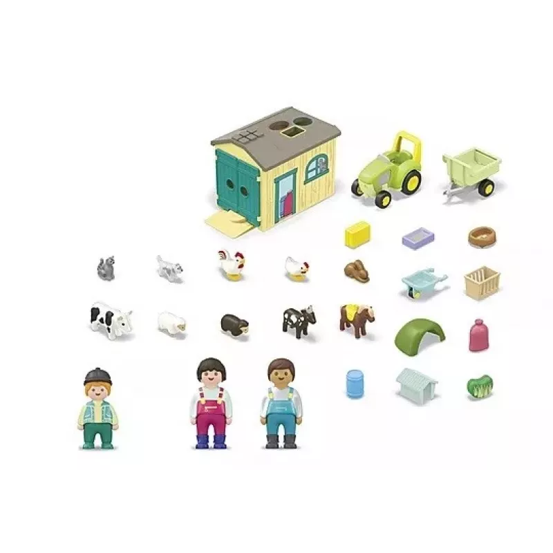 Rinkinys su figūrėlėmis „Farm Adventure“ su traktoriumi, priekaba ir gyvūnais