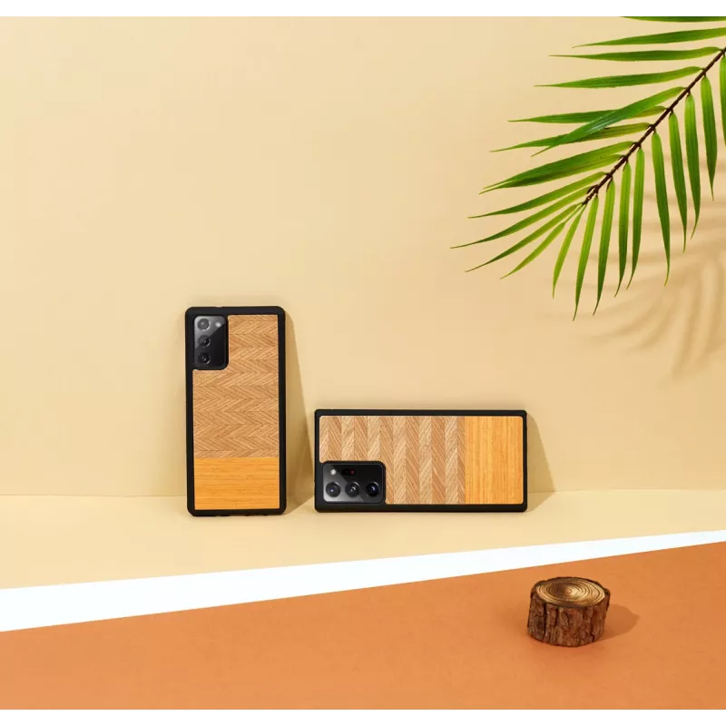 Apsauginis telefono dėklas Man and Wood Galaxy Note 20 Herringbone Arancia Juoda