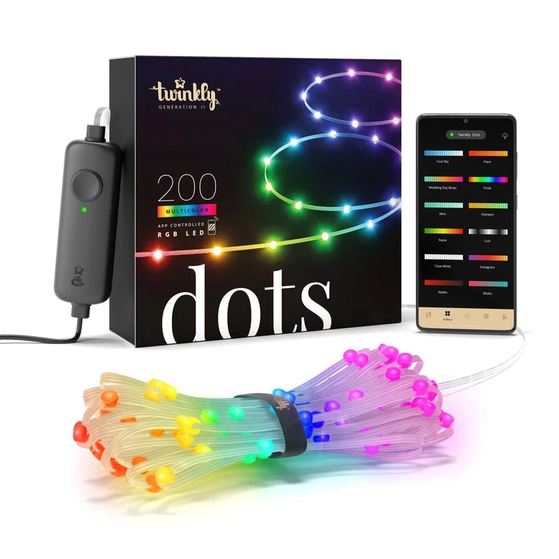 LED girlianda Twinkly TWD200STP-TEU įvairiaspalvė vidaus juostelė, 5 cm tarpai, IP20, permatomas kabelis