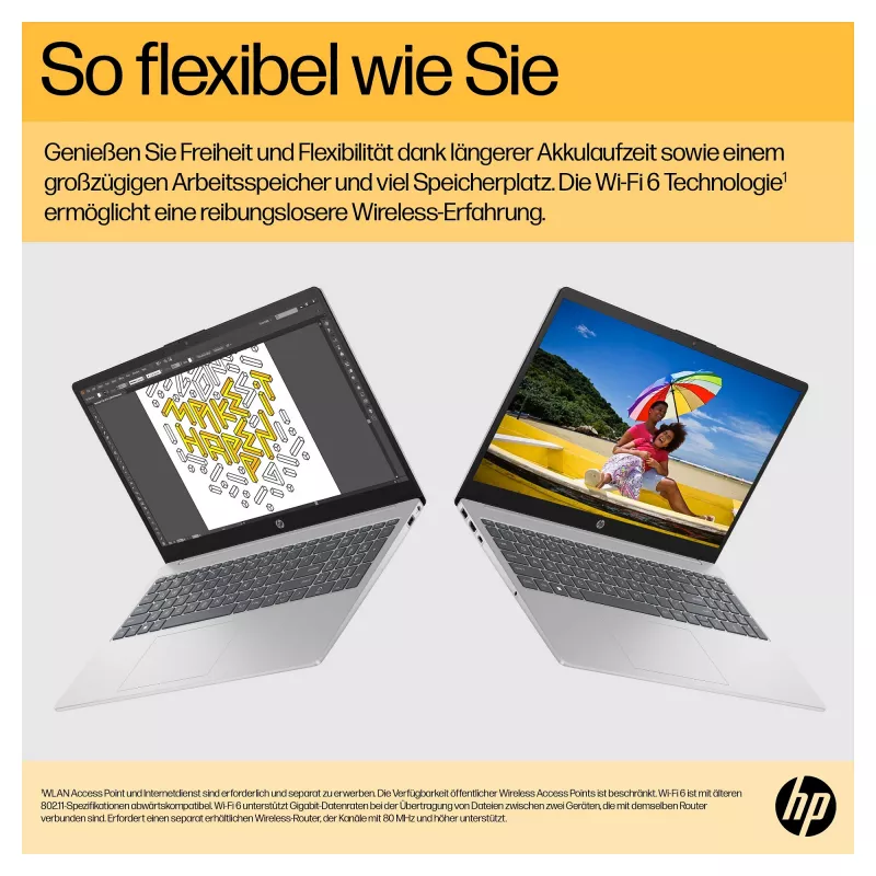 HP 15-fc0676ng 39,6 cm (15,6 inch) nešiojamas kompiuteris - Ryzen 7 - 16 GB RAM - 1 TB SSD - sidabrinis (C94P3EA#ABD)