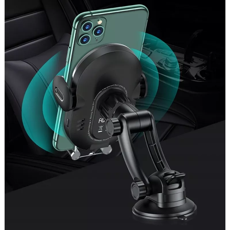 Automobilinis indukcinis telefono laikiklis usams US-CD131 15W automatinis, skirtas priekiniam stiklui ir prietaisų skydeliui