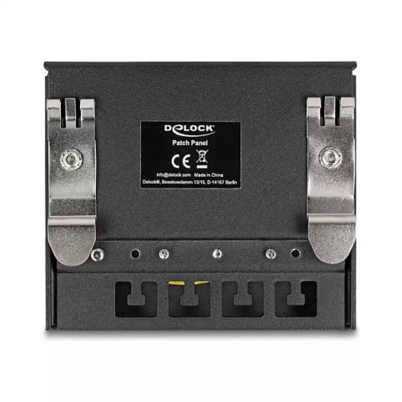 Patch panel DELOCK Mini Desktop RJ45 4-port Cat.6A shielded juodas, metalinis, 90×22×93 mm