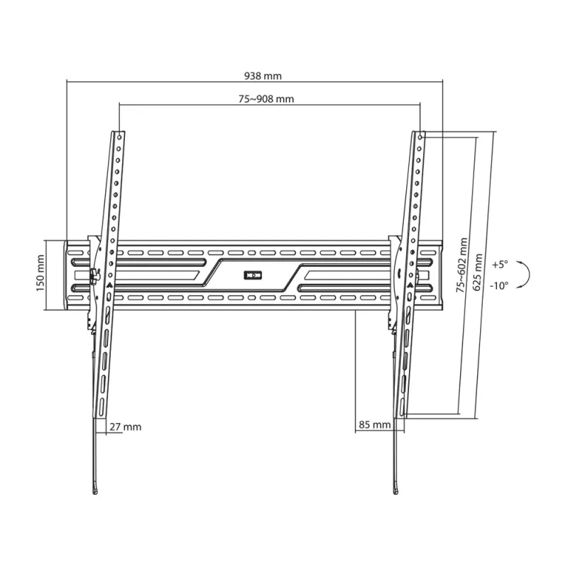 Sienos/lubų tvirtinimo laikiklis SBOX PLB-4269T-2 43–100 kg ekranams, platforma 900×600 mm