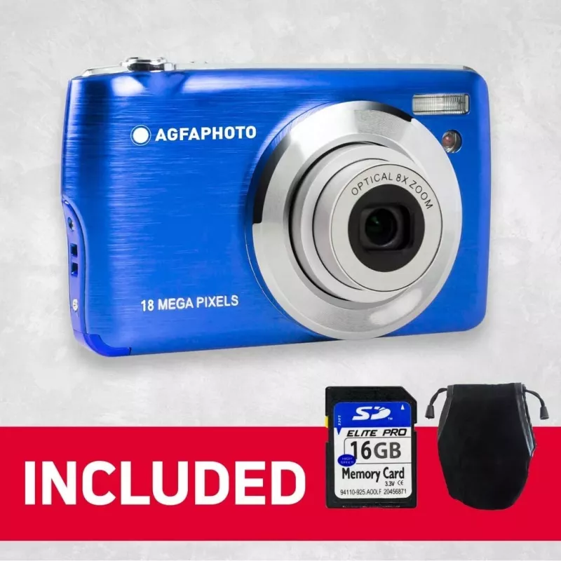 Agfa Photo DC8200 Mėlynas + Dėklas + SD Kortelė 16GB