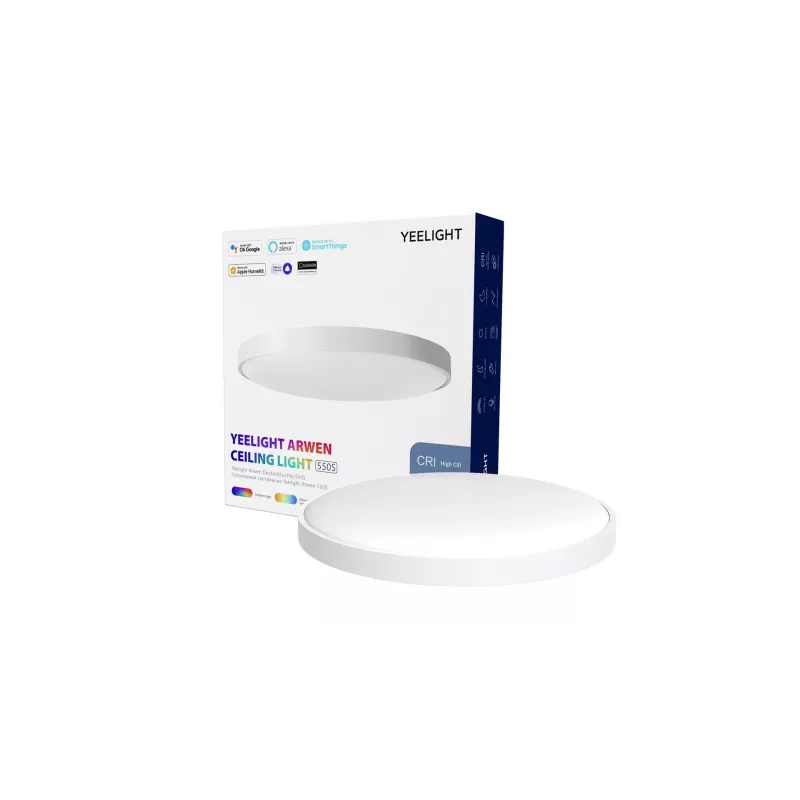 Lubinis šviestuvas Yeelight Arwen 550S — 50W LED, 3500 lm, RGB, pritemdomas, 55,5 cm skersmuo, IP50, Wi‑Fi/Bluetooth, CRI 95