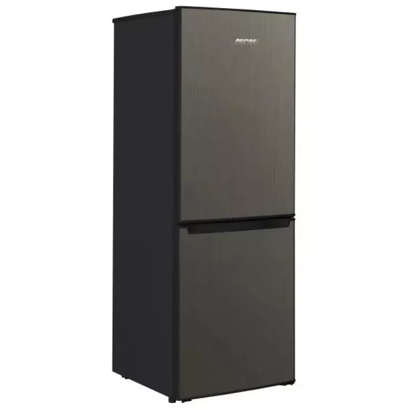 Šaldytuvas-šaldiklis MPM MPM-215-KB-39/E — 215 l, apatinis šaldiklis, tamsus inoksas, apgręžiamos durys, LED apšvietimas
