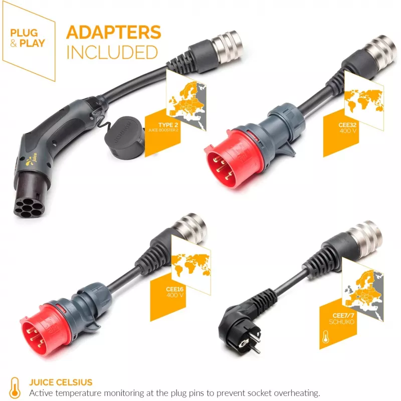 Juice Technology JUICE BOOSTER 2 Traveller Plus EV rinkinys (EU) (antracitas/juoda, 1,4–22 kW, 3,1 m laidas)