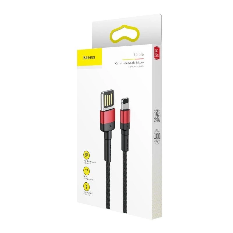 Lightning į USB-A kabelis Baseus CALKLF-G91, 1 m, juodas, 2 vnt. pakuotėje