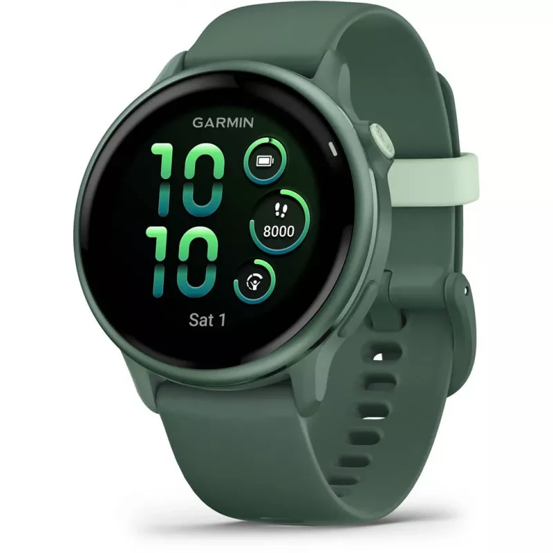 Išmanusis laikrodis GARMIN vívoactive 6 – sportinis laikrodis, 42 mm aliuminio/polimero korpusas, AMOLED 1,2 colio, GPS, 5 ATM, optinis širdies ritmo matuoklis, SpO2, 8 GB, žalias
